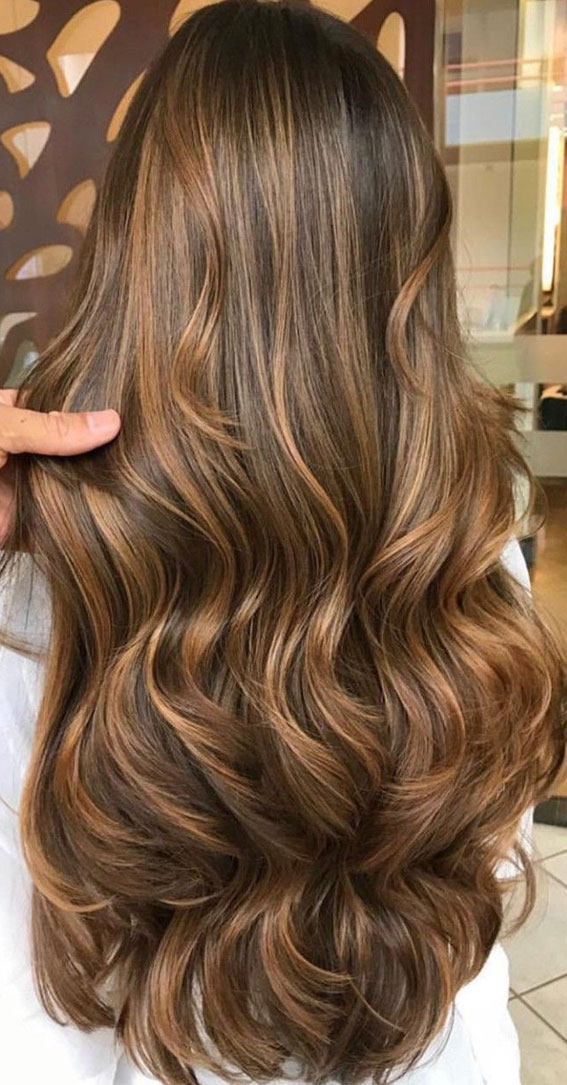 40 Trendiest Hair Colors for 2022 : Brown Toffee Highlight