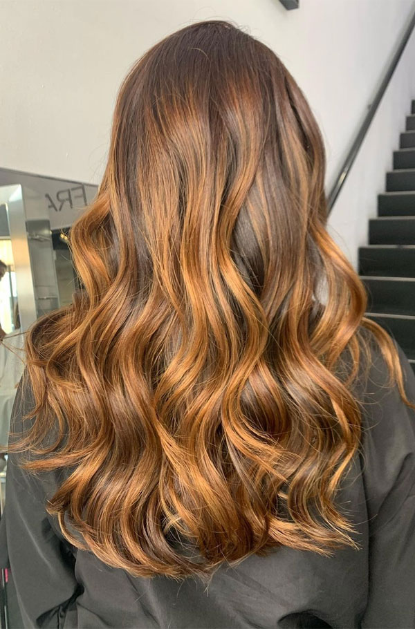 32 Golden Brown Hair Color Ideas : Blonde Balayage+Highlights