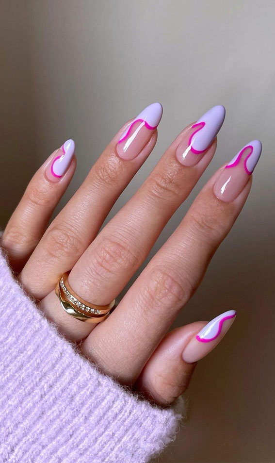 35 Almond Nails For A Cute Spring Update : Abstract White French Tip Nails