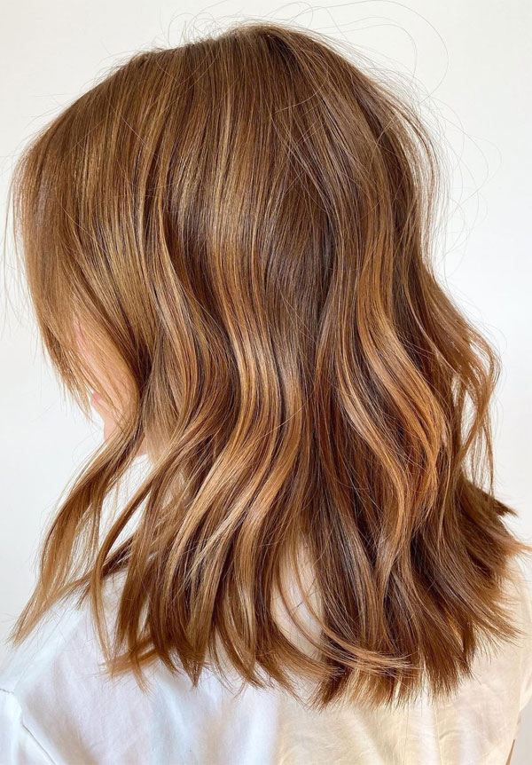 32 Beautiful Golden Brown Hair Color Ideas : Balayage Beauty Medium Length