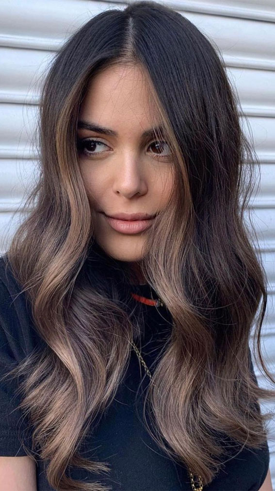 50 Stylish Brown Hair Colors & Styles for 2022 : Espresso Brown with Light Cool Brown