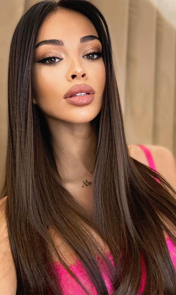 50 Stylish Brown Hair Colors & Styles for 2022 : Rich Chocolate Brown  Straight Hair