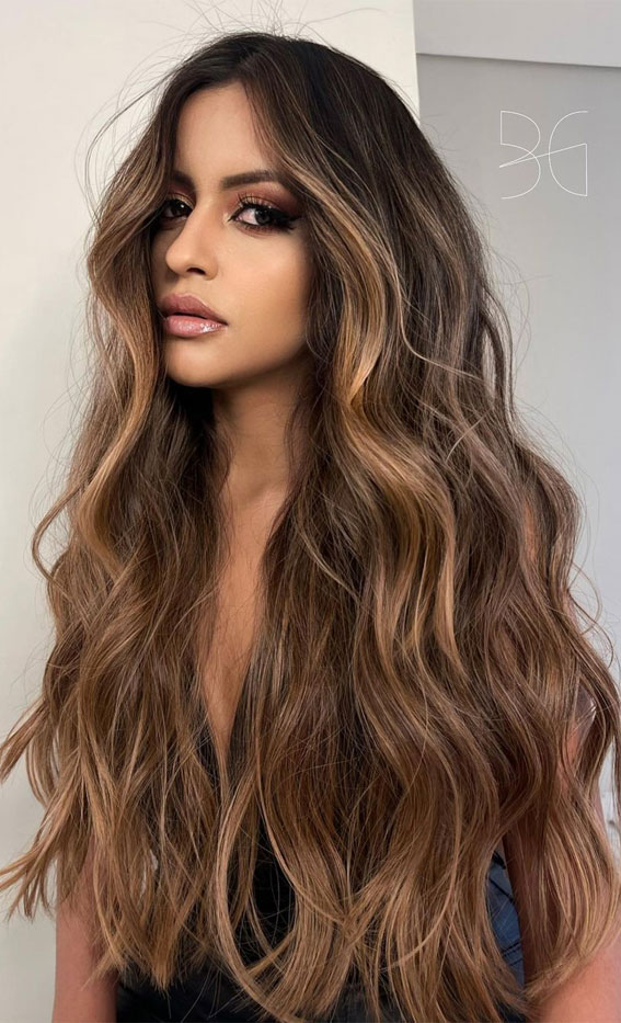 50 Stylish Brown Hair Colors & Styles for 2022 : Cappuccino Brown Hair with Subtle Caramel