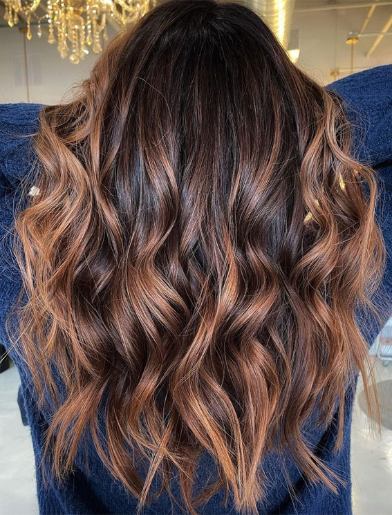 50 Stylish Brown Hair Colors & Styles for 2022 : Chestnut Brown Balayage