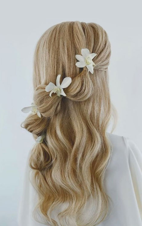 32 Cute Ways To Wear Bubble Braid : Bubble Braid with Orchids