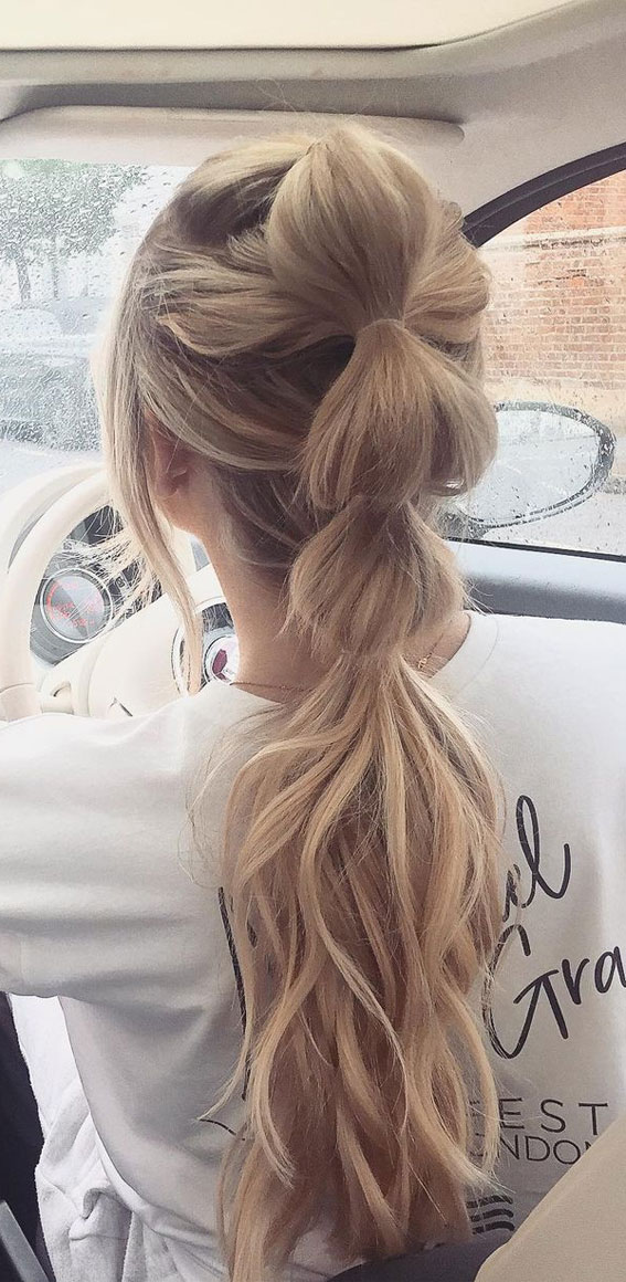 32 Cute Ways To Wear Bubble Braid : Textured High Bubble Braid for Blonde