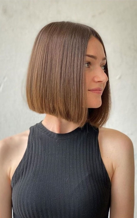 50 Short Hairstyles That Looks so Sassy : Light Brown Middle Part Bob  Haircut