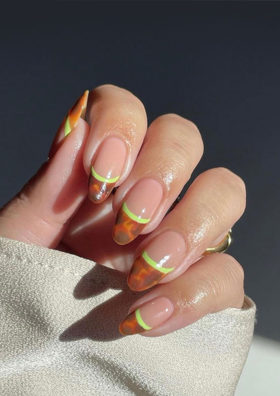 tortoise shell french tips, tortoise shell french nails, nail art ideas 2021, nail art ideas , nail art designs 2021, nail designs 2021