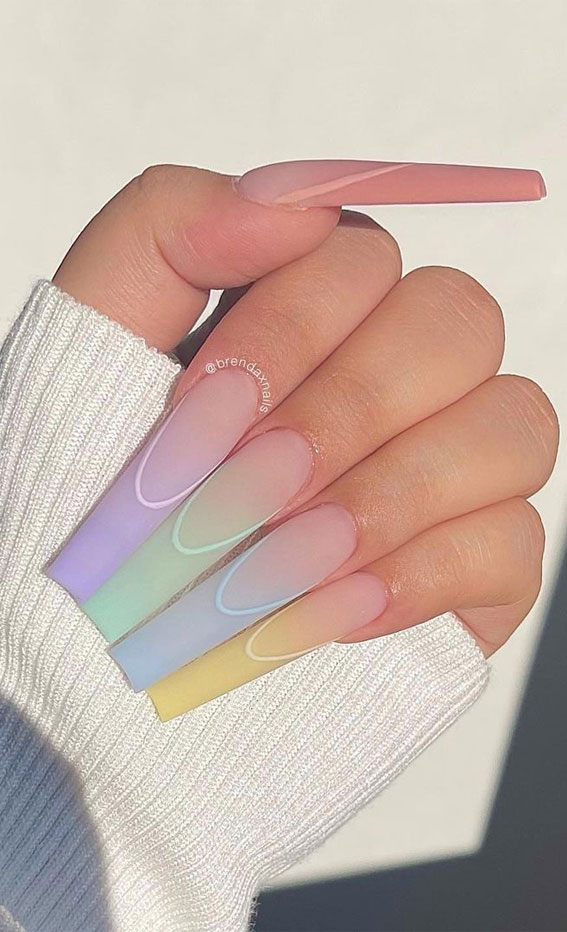 30 Spring Nails That We Are Obsessed With : Ombre Pastel French Tips