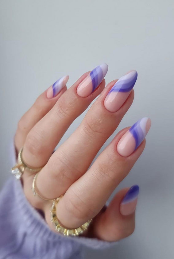 37 Cute Spring Nail Art Designs : Lilac layered French Tip Nails