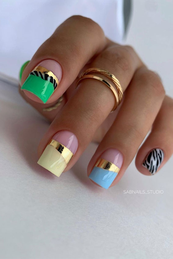 30 Spring Nails That We Are Obsessed With :  Pastel & Zebra Print Nails