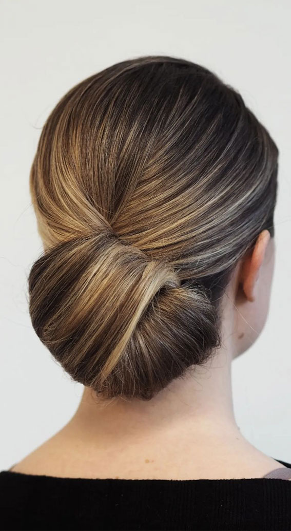 50 Best Updo Hairstyles For Trendy Looks in 2022 : Geometric Low Updo