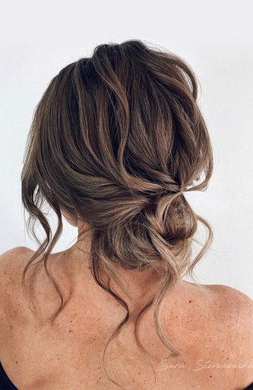 50 Best Updo Hairstyles For Trendy Looks in 2022 : Airy Textured Messy Updo