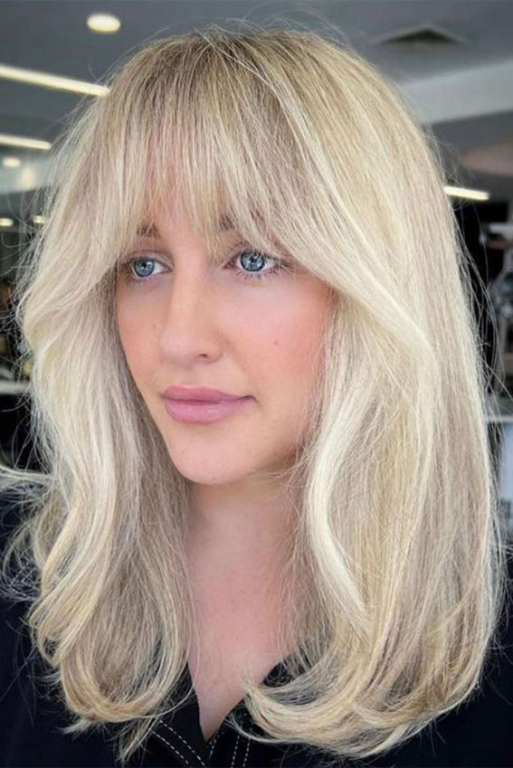 57 Trendy Ways To Wear Curtain Bangs : Blonde Bardot Vibe