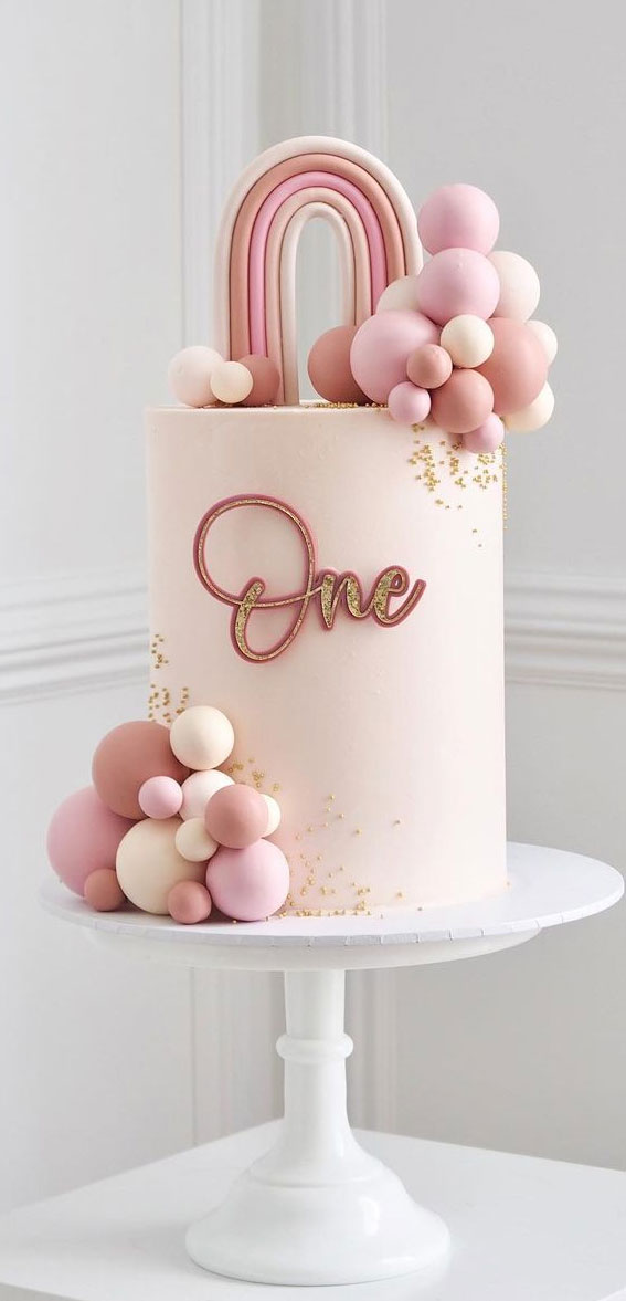 25 Baby Girl First Birthday Cake Ideas : Soft Pastel Rainbow Cake