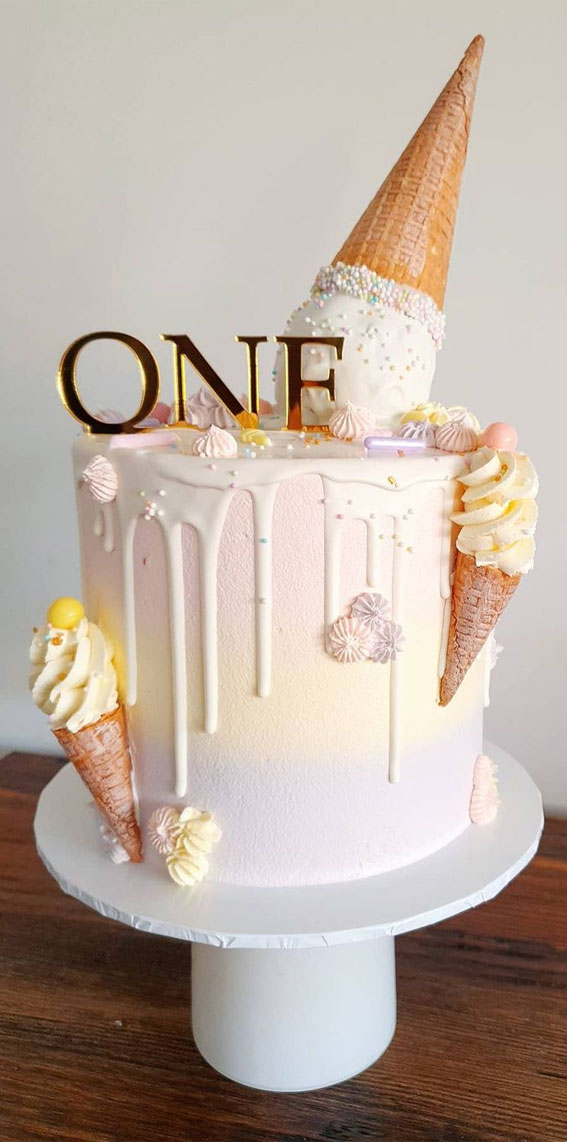 25 Baby Girl First Birthday Cake Ideas : Icing Drip Birthday Cake