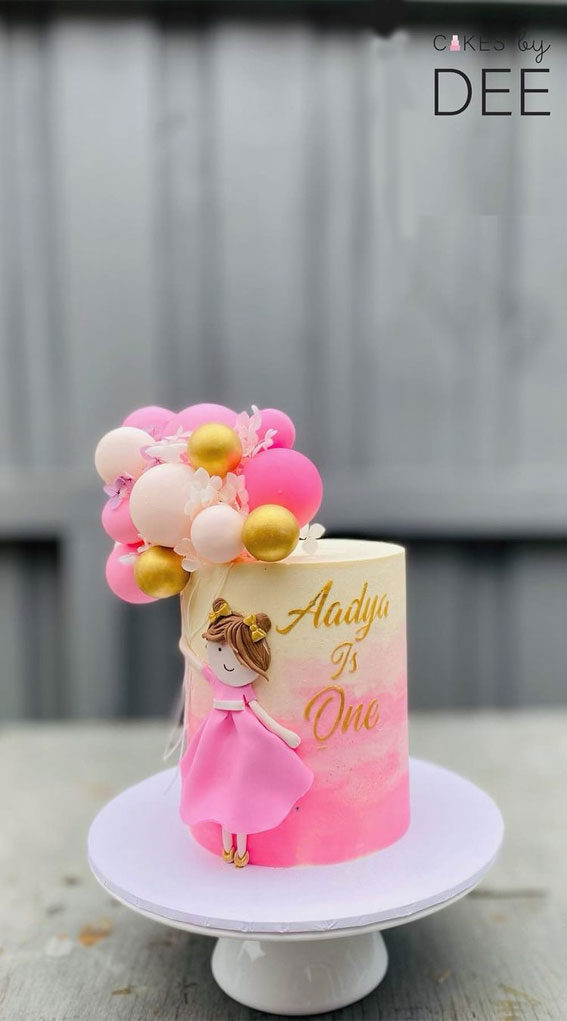 25 Baby Girl First Birthday Cake Ideas : Ombre Bright Pink Cake For Little Princess