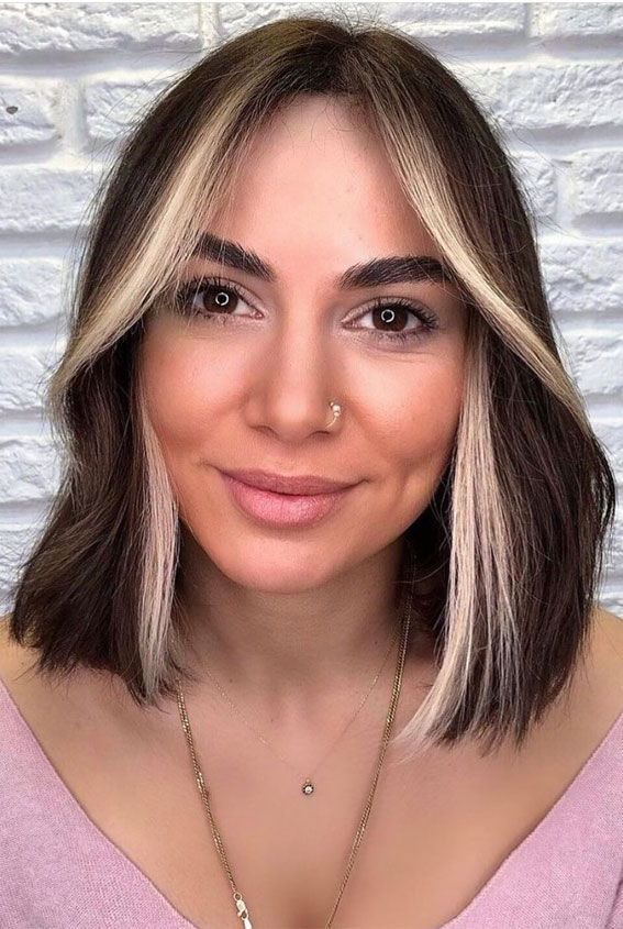50 Long Bobs & Bob Haircuts To Shake Up Your  Look : Middle Part Lob Blonde Face Lights