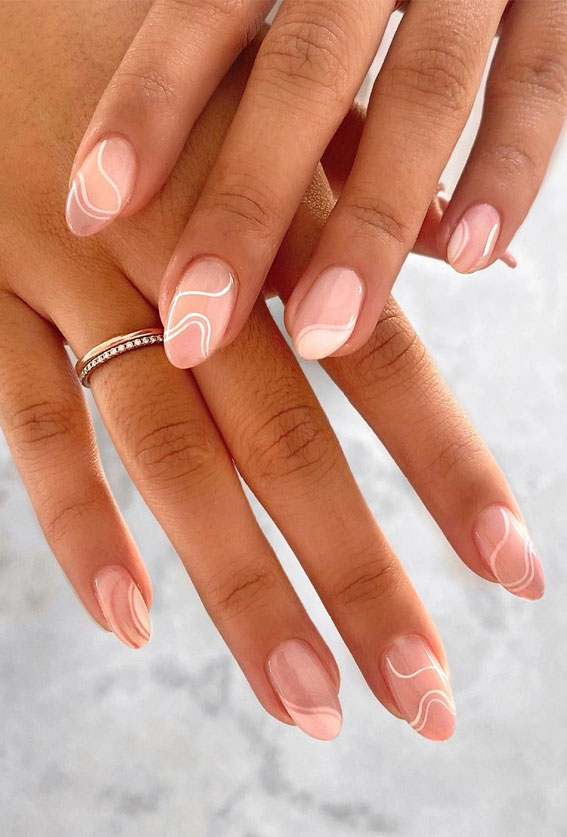 The 40 Cutest Nail Art Designs For All Age : White Wave Nude Nails