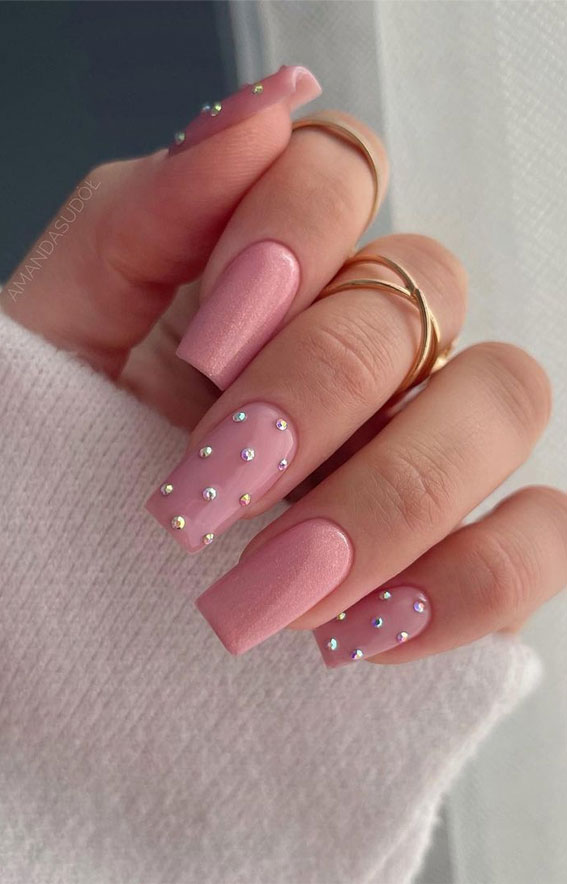 The 40 Cutest Nail Art Designs For All Age : Mix n Match Nail Art with  Rhinestones