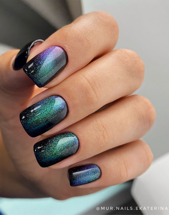 The 40 Cutest Nail Art Designs For All Age : Cosmic Galaxy Short Nails