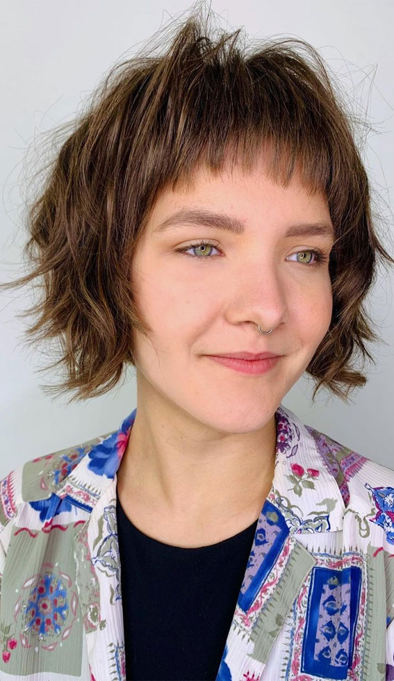 50 Short Hairstyles That Looks so Sassy : Shaggy Bob with Low Maintenance  Colour