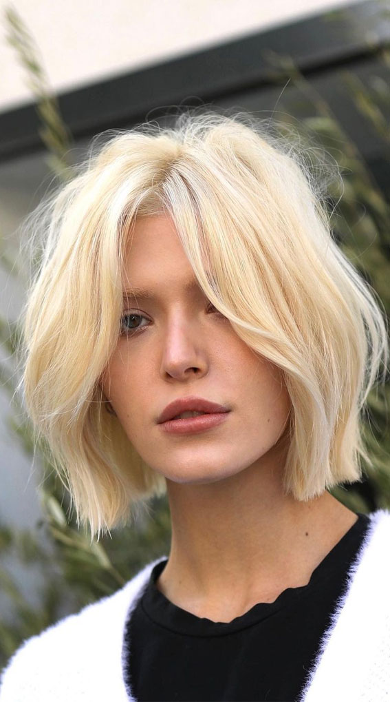 50 Short Hairstyles That Looks so Sassy : Blonde Modern Bob Haircut