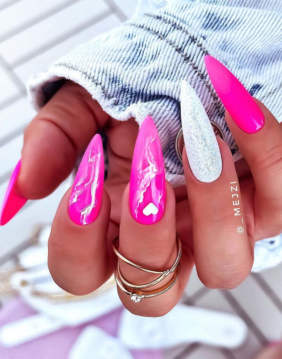 pink marble nails, marble nails, summer nails, summer nail colors, summer nail ideas 2022