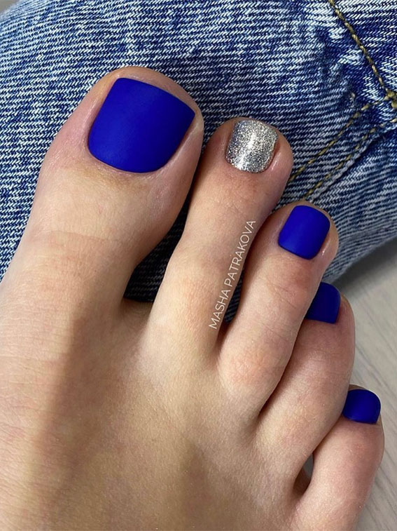 cobalt blue and silver pedicure, pedicure ideas, pedicures, pedicures 2022, toe nail polish, cute toe nail colors for light skin, cute toe nail colors, toe nail design, toe nail colors 2022, toe nail colors summer 2022, best nail polish color for toes, toe nail polish that goes with everything, cute toe nails