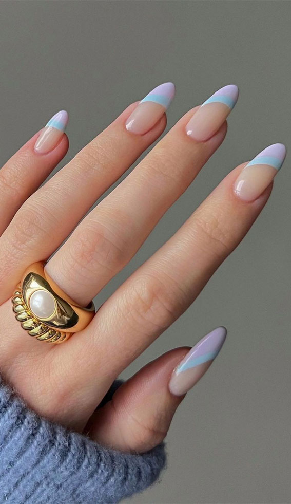 pastel french nails, french tips, colorful french tip nails, coloured french tips short nails, coloured french tip nails, modern french manicure, french manicure 2022, colored tips acrylic nails, french manicure ideas, colored tips nails, blue french tip nails, colored french tips almond