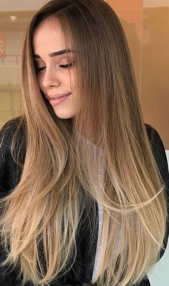 37 Trendy Hair Colour Ideas & Hairstyles : Long Hair Ombre Blonde Babylights