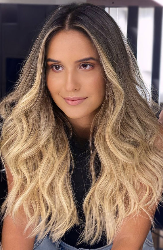 50 Cute New Hair Color Trends 2022 : Balayage Ombre Honey Blonde + Face  Lights