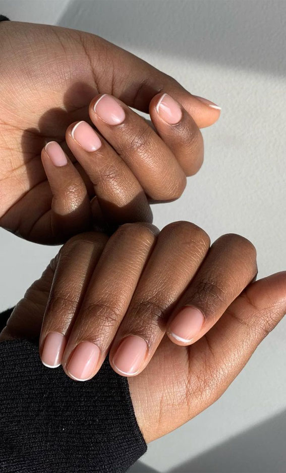27 Barely There Nail Designs For Any Skin Tone : Barely-There with Thin French Mani