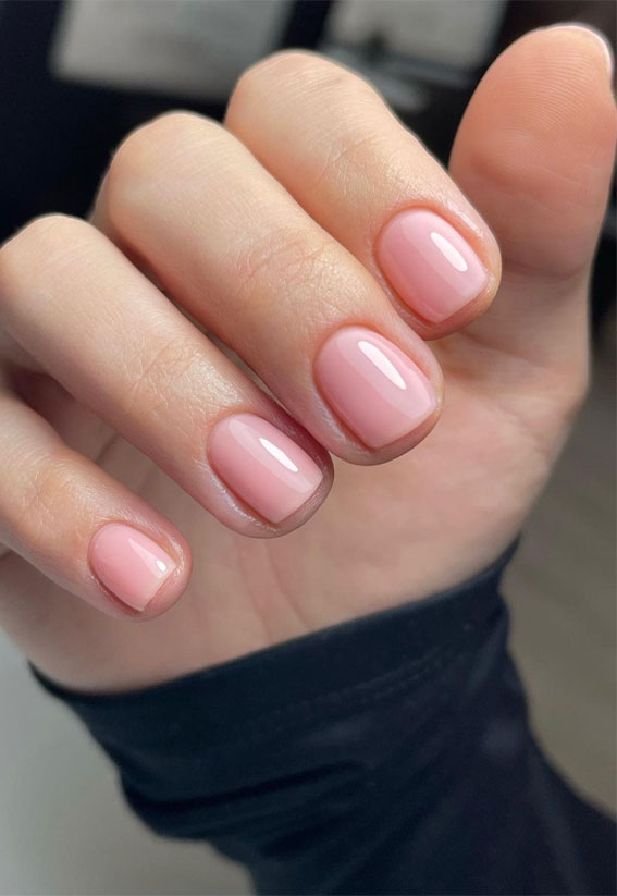 27 Barely There Nail Designs For Any Skin Tone : Glossy Natural Looking Nails