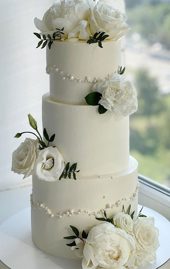 pearl wedding cake, wedding cake, wedding cake ideas, pearl wedding cake, pearl embellishment cake, wedding cakes with pearls, cake with pearls, cake with pearls and flowers, edible pearls wedding cake, latest wedding cake gallery