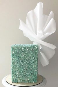50 Timeless Pearl Wedding Cakes : Square Green Pearl Cake