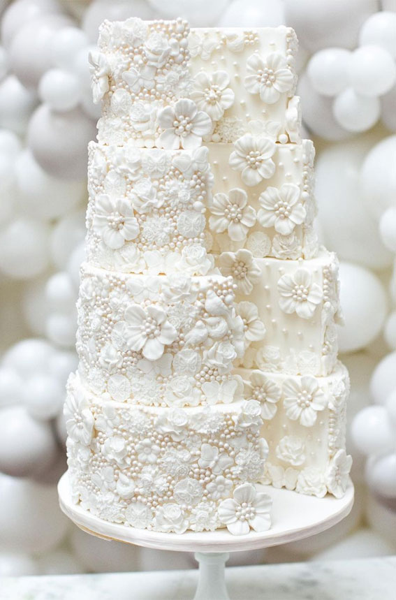 50 Timeless Pearl Wedding Cakes : Edible Pearl Encrusted Floral