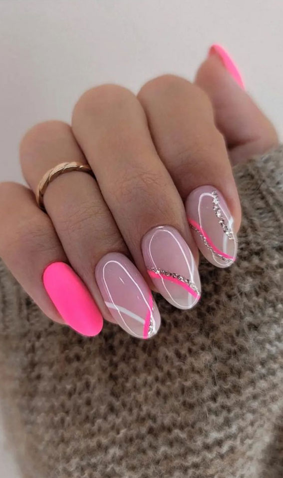 35 Fresh & Colourful Spring Nail Designs : Bright Pink Gel Nails