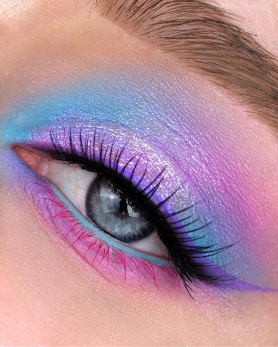 47 Cute Makeup Looks to Recreate : Blue and Lavender Eye Makeup Look