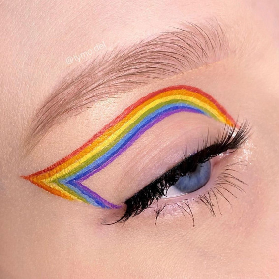 47 Cute Makeup Looks to Recreate : Rainbow Graphic Eye Makeup Look