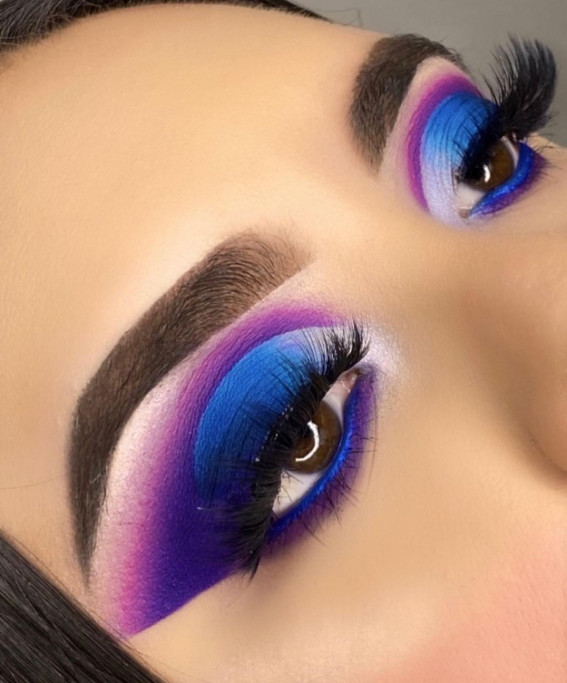 47 Cute Makeup Looks to Recreate : Cobalt Blue and Purple Makeup