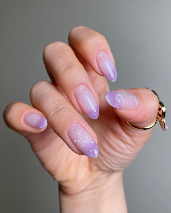 50 Eye-Catching Nail Art Designs : Ombre Purple Cancer Nails