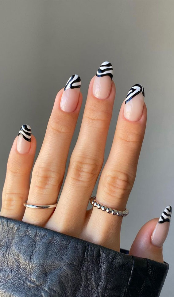 30 Trendy Ways to Wear An Animal Print Nail Art : Zebra Print Abstract Tips