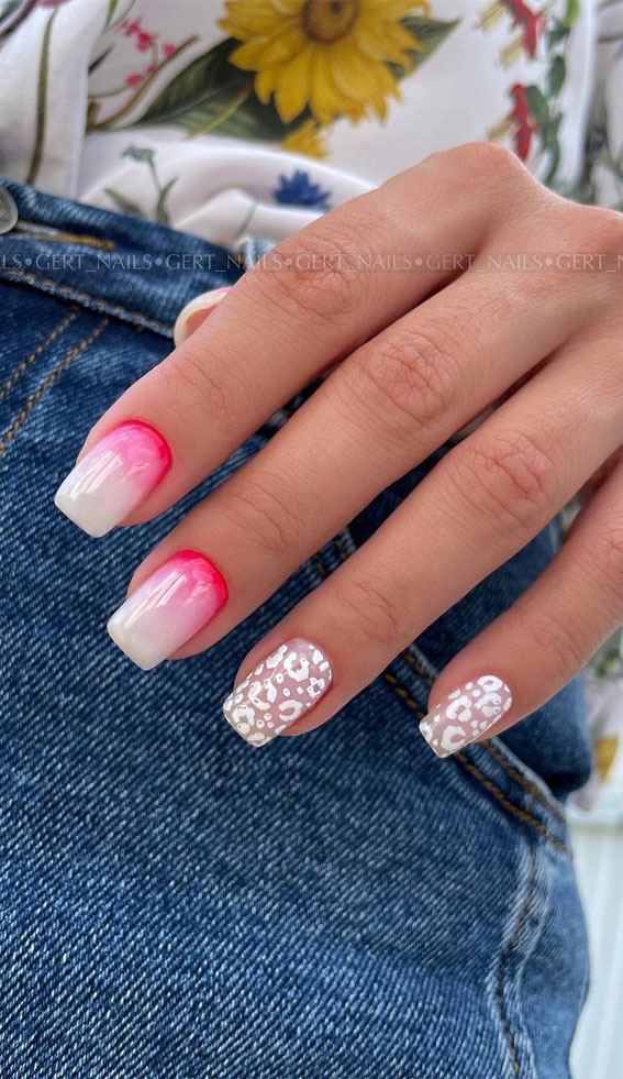 white leopard nails, animal print nails, summer nails 2022