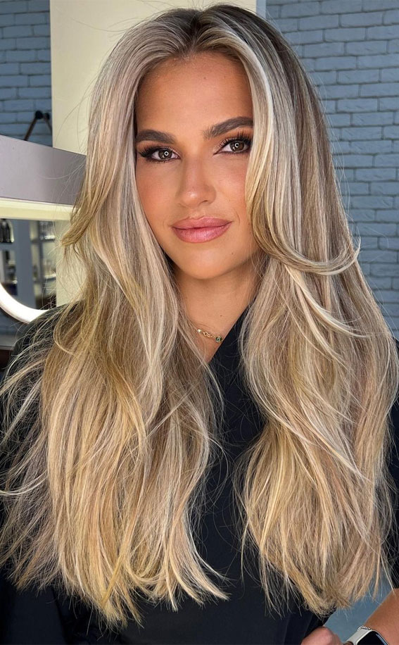 40 Trendy Haircuts For Women To Try in 2022 : Dimensional Blonde + Long Curtain Bangs