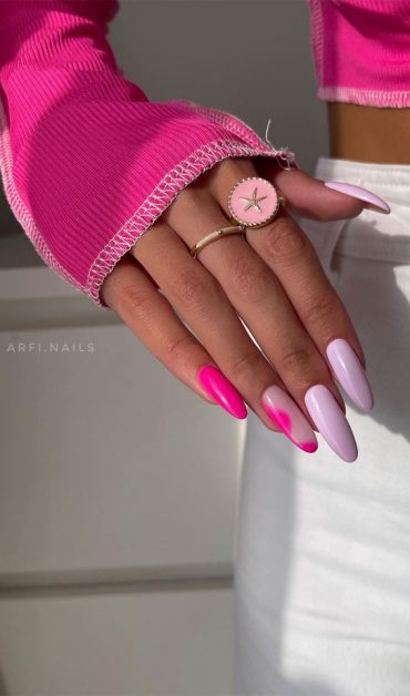 40 Awesome Nail Ideas You Should Try : Milky Nails with Pink Details