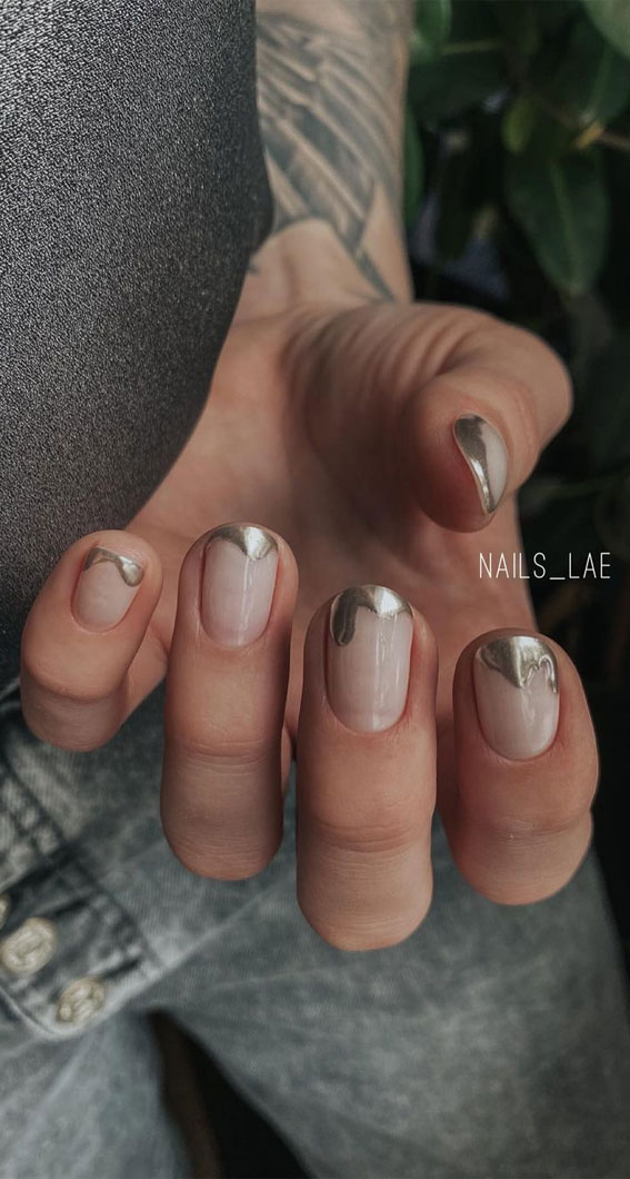 50 Eye-Catching Nail Art Designs : Abstract Chrome Tip Nails