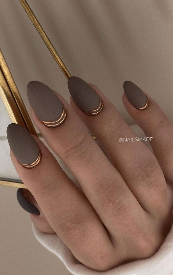 50 Eye-Catching Nail Art Designs : Earthy Matte Nails with God Cuffs