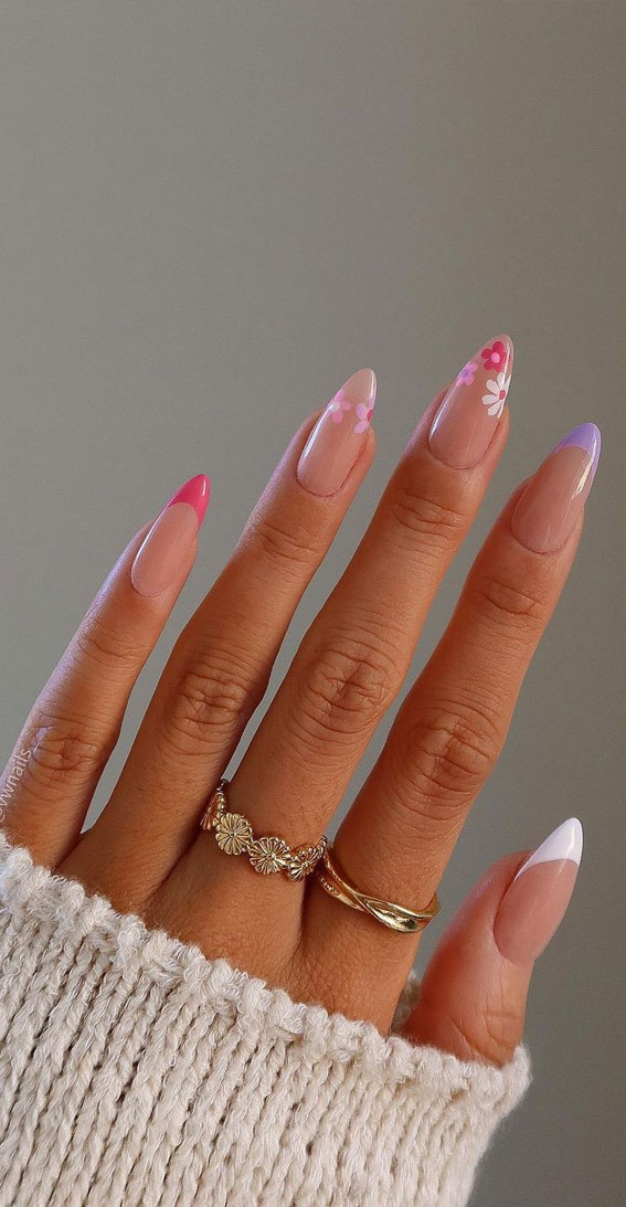 40 Trendy Flower Nail Designs That You Should Try : Lavender & Pink Combo
