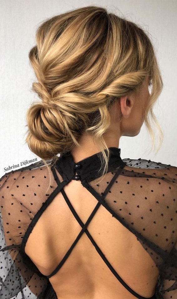 50 Stunning Updos For Any Occasion in 2022 : Twist, Texture & Messy Low Bun
